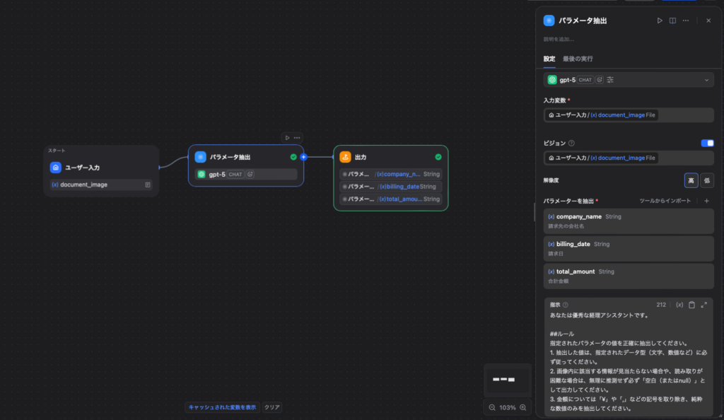 実装フロー（パラメータ抽出ノード）