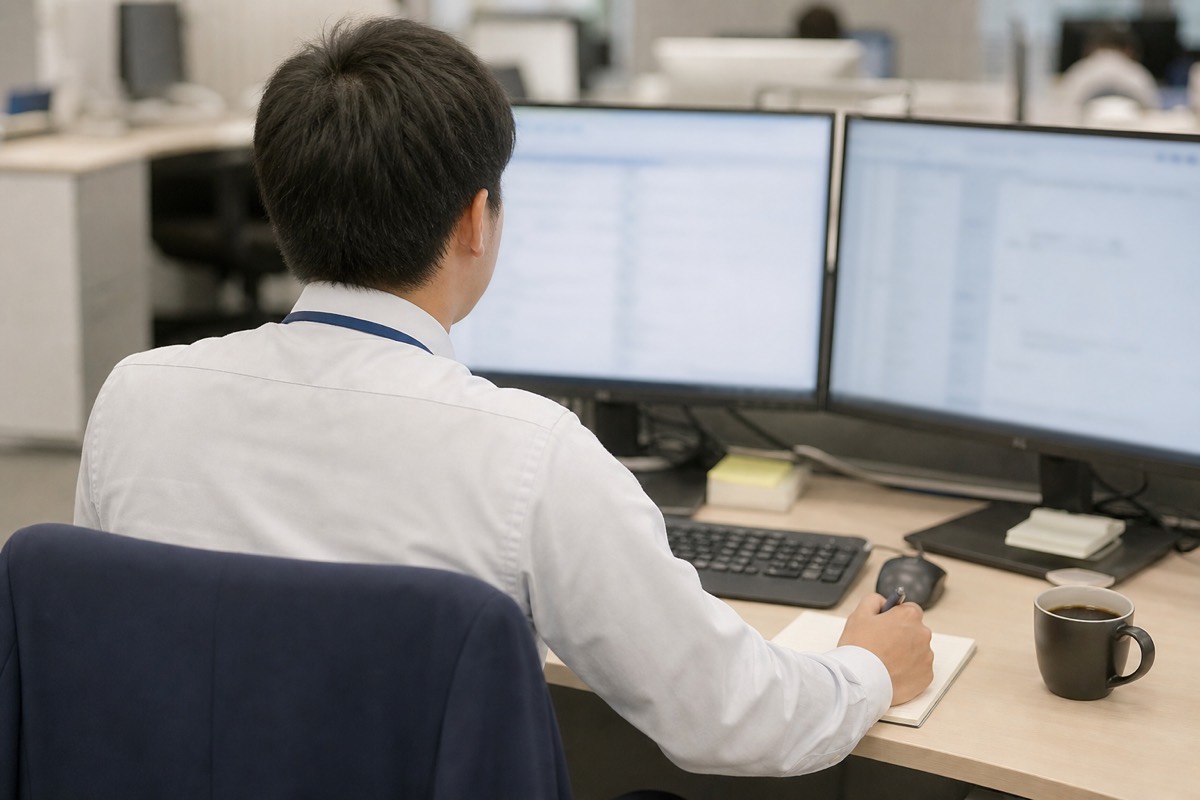 2画面で管理設定を確認する情報システム担当者
