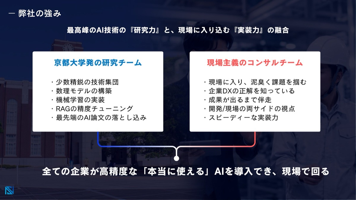 研究チームと実装チームの体制