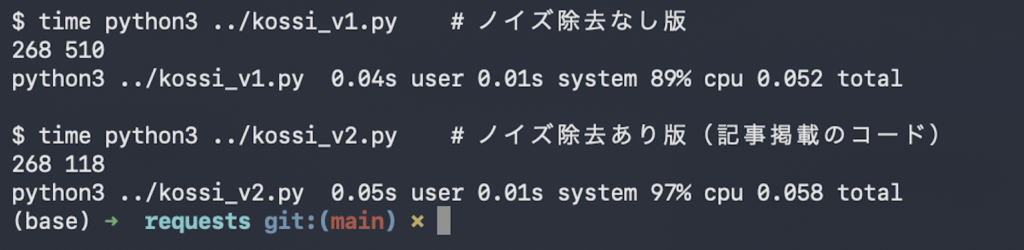 2-2の骨子コードを実行したターミナルの画面